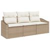 vidaXL Gar&eth;s&oacute;fa sett me&eth; p&uacute;&eth;i 3 pcs Beige og Hv&iacute;tt p&oacute;l&yacute;rattan