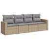 vidaXL 4 Hluta Gar&eth;s&oacute;fasett me&eth; Sessum Drapplita&eth; P&oacute;l&yacute;rattan