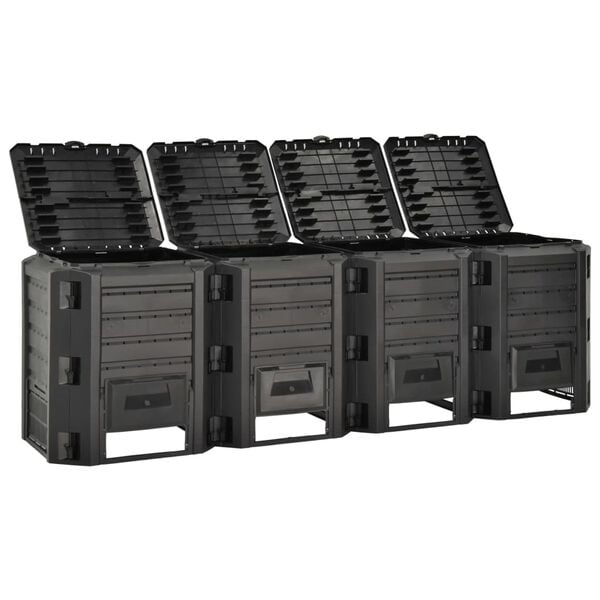 vidaXL Moltukassi í Garðinn Svartur 1600 l