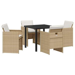 vidaXL Gar&eth;ur bor&eth;sett 5 pcs Drapplita&eth;ur p&oacute;l&yacute;rattan