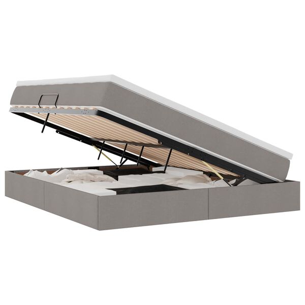 vidaXL R&uacute;m me&eth; geymslur&yacute;mi og d&yacute;nu M&oacute;gr&aacute;r 160 x 200 cm P&oacute;l&yacute;ester