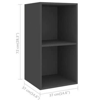 805473 vidaXL Wall-mounted TV Cabinet Grey 37x37x72 cm Chipboard