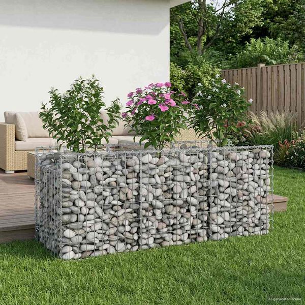 vidaXL Gabion h&aelig;kka&eth; r&uacute;m Silfur 150 x 50 x 60 cm Galvaniserad st&aacute;l