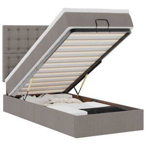 vidaXL Ottoman R&uacute;m me&eth; D&yacute;nu & LED Taupe 90x200 cm Efni