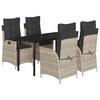 vidaXL 5 Parta Gar&eth;bor&eth;stofusett me&eth; Sessum Lj&oacute;sgr&aacute;tt P&oacute;l&yacute;rattan