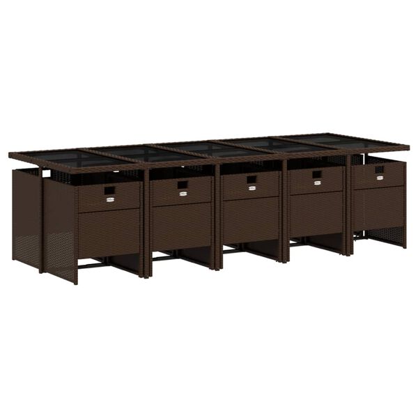 vidaXL 11 Stk. Gar&eth;bor&eth;stofusett me&eth; Sessum Br&uacute;nn P&oacute;l&yacute;rattan