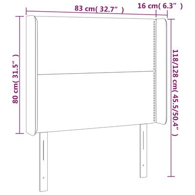 vidaXL LED höfuðgafl Ljósgrátt 83x16x118/128 cm Efni