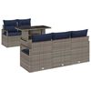 vidaXL Gar&eth;s&oacute;fa sett me&eth; geymslu me&eth; kodda 6 pcs Gr&aacute;r p&oacute;l&yacute;rattan