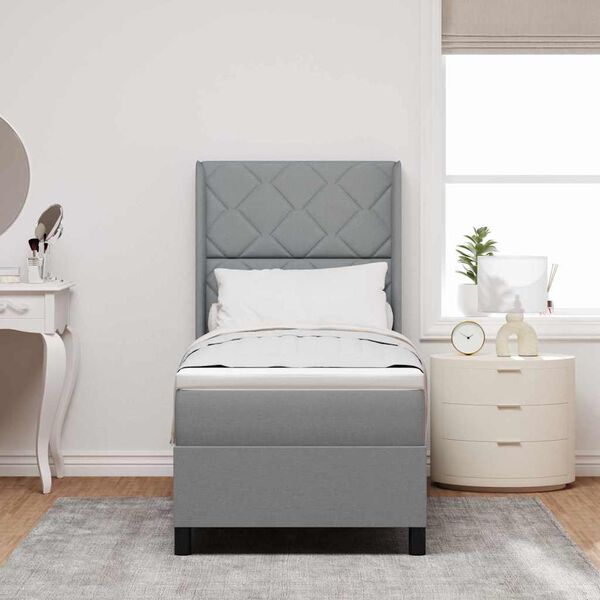 vidaXL Kassi vorinn r&uacute;m me&eth; d&yacute;nu Lj&oacute;sgr&aacute;tt 90 x 190 cm d&uacute;kur