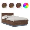vidaXL Ramsv&iacute;k me&eth; LED r&aelig;mum Br&uacute;nn eik 135 x 190 cm Samsettur vi&eth;ur