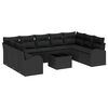 vidaXL S&oacute;fasett me&eth; p&uacute;&eth;i 10 pcs Svartur Poly Rattan