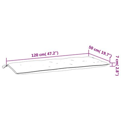 vidaXL Sessa á Garðbekk Laufamynstur 120x50x7 cm Tauáklæði