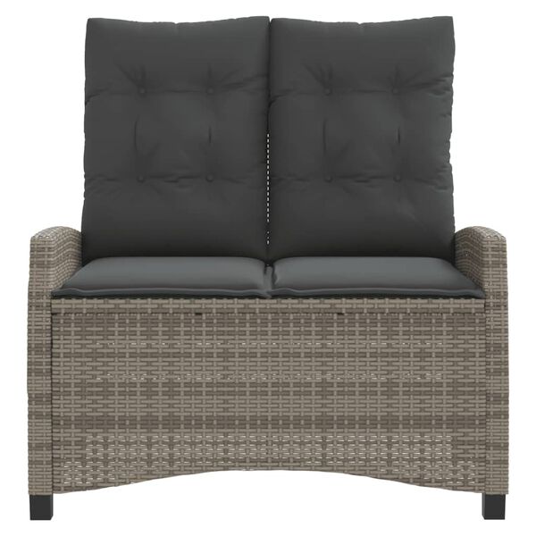 vidaXL Hallanlegur Gar&eth;bekkur me&eth; Sessum Gr&aacute;r P&oacute;l&yacute;rattan