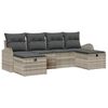 vidaXL S&oacute;fasett me&eth; p&uacute;&eth;i me&eth; geymslu 6 pcs Lj&oacute;sgr&aacute;r p&oacute;l&yacute;rattan