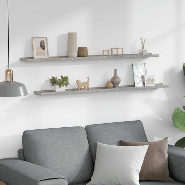 vidaXL Vegghillur 2 stk. Steypugr&aacute;ar 115x9x3 cm