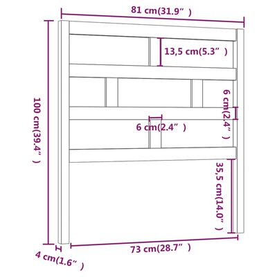 vidaXL Höfðagafl fyrir Rúm Hvítur 81x4x100 cm Gegnheil Fura