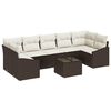 vidaXL S&oacute;fasett me&eth; p&uacute;&eth;i me&eth; geymslu 8 pcs Br&uacute;nn og Rj&oacute;ma p&oacute;l&yacute;rattan