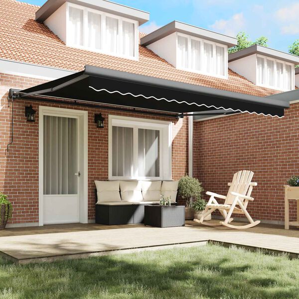 vidaXL S&oacute;lskermur Svartur 400 &times; 300 cm P&oacute;l&yacute;ester og Aluminium