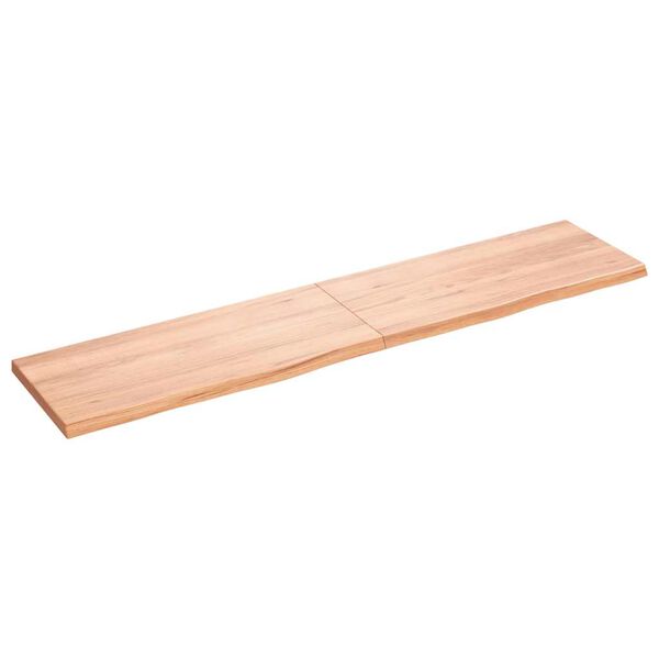 vidaXL Vegghilla Ljósbrún 180x40x(2-4) cm Meðhöndluð Gegnheil Eik