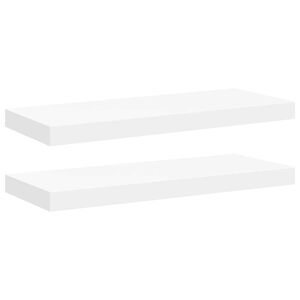 vidaXL Vegghengdar Hillur 2 stk. Hv&iacute;tar 60x23,5x3,8 cm MDF