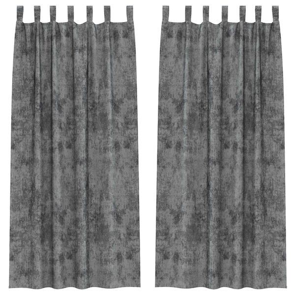 vidaXL Flauels skaut me&eth; gluggatj&ouml;ldum 2 pcs Gr&aacute;r 225 x 140 cm Flauel