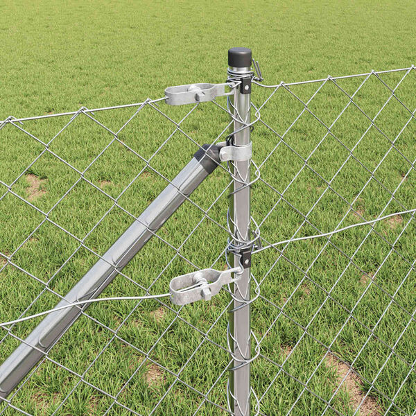 vidaXL Gir&eth;ingarp&oacute;stur Silfur 25 x 1 m (60 x 60 mm net) St&aacute;l