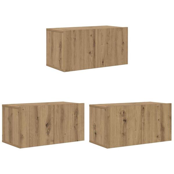 vidaXL Sjónvarpsskápasett 3 pcs Brúnn 60 x 30 x 30 cm Samsettur viður