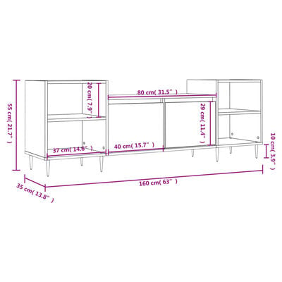 vidaXL Sjónvarpsskápur Grátt Sonoma 160x35x55 cm Samsettur Viður