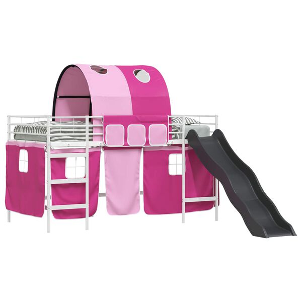 vidaXL Leiksk&aacute;la r&uacute;m fl&ouml;gu Hv&iacute;tt og rau&eth; 79,5 x 200 cm M&aacute;lmur