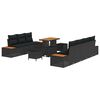vidaXL Gar&eth;s&oacute;fa sett me&eth; p&uacute;&eth;i me&eth; geymslu 10 pcs Svartur Poly rattan