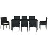 vidaXL Gar&eth;ur bor&eth;sett me&eth; p&uacute;&eth;i 9 pcs Svartur p&oacute;l&yacute;rattan