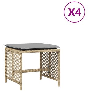 vidaXL Garðkollar Með Sessum 4 stk. 41x41x36 cm Pólýrattan Drappaðir