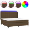 vidaXL H&oacute;lfa&eth; Springr&uacute;m me&eth; D&yacute;nu&LED D&ouml;kkbr&uacute;nn 160x200cm Tauefni