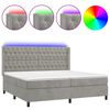 vidaXL H&oacute;lfa&eth; Springr&uacute;m me&eth; D&yacute;nu&LED Lj&oacute;sgr&aacute;tt 200x200 cm Flauel