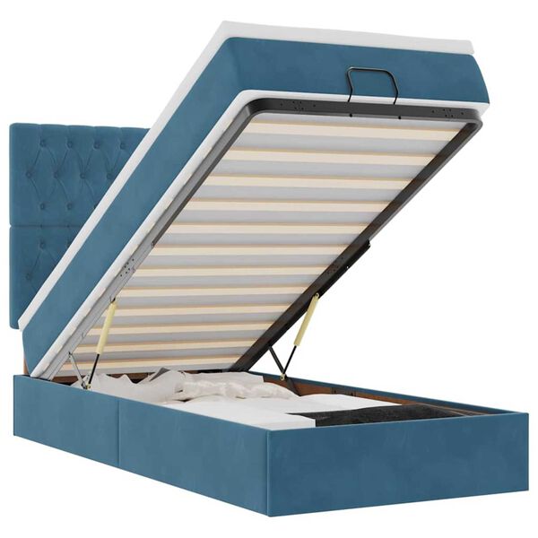 vidaXL Ottoman r&uacute;mgrind me&eth; d&yacute;num D&ouml;kkbl&aacute;r 100x200cm Flauel