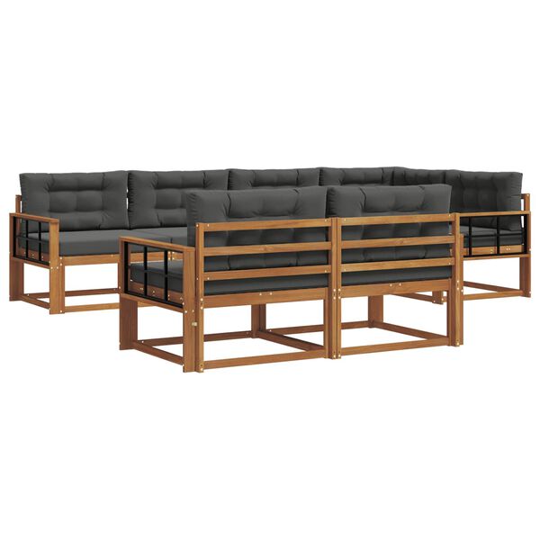 vidaXL &Uacute;ti s&oacute;fasett me&eth; p&uacute;&eth;i 7 pcs N&aacute;tt&uacute;rulegt og Antrac&iacute;t