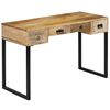 vidaXL Skrifbor&eth; Gegnheill Mang&oacute;vi&eth;ur og Ekta Le&eth;ur 117x50x76 cm