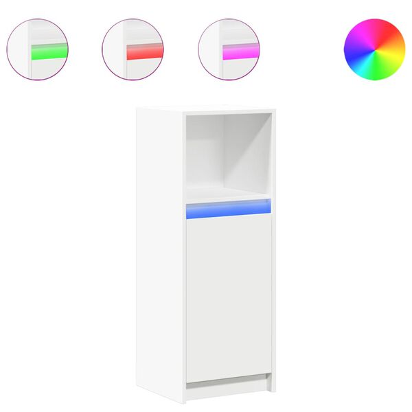 vidaXL Skenkur með LED Hvítur 38x34x100 cm Samsettur Viður