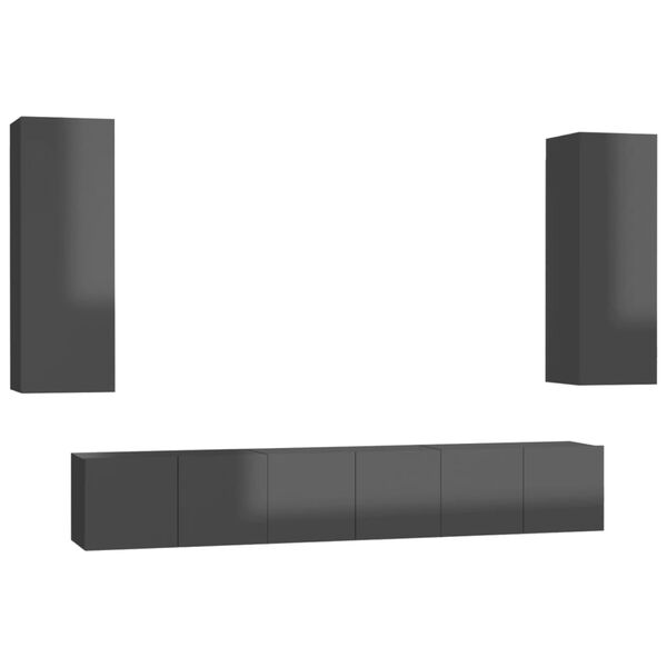 vidaXL 5 hluta Sj&oacute;nvarpssk&aacute;pasett H&aacute;glans Gr&aacute;r Samsettur Vi&eth;ur