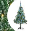 vidaXL Gervij&oacute;latr&eacute; me&eth; Snj&oacute;fl&ouml;kt og LED Lj&oacute;s Gr&aelig;nn og hv&iacute;tur 150 cm