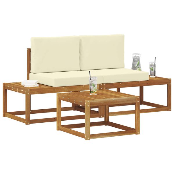 vidaXL &Uacute;ti s&oacute;fasett 3 pcs N&aacute;tt&uacute;rulegur Solid Akas&iacute;uskei&eth; og P&oacute;lyester