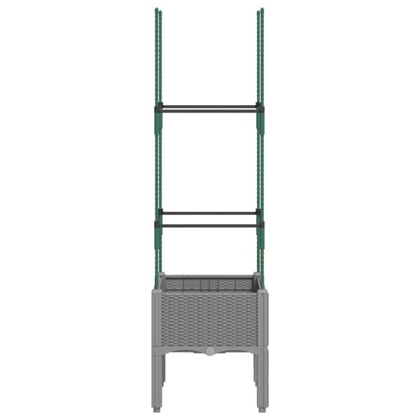 vidaXL Gróðurkassi með Rimlagrind 40x40x142,5 cm Ljósgrátt PP