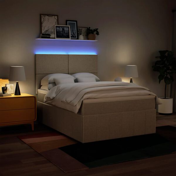 vidaXL H&oacute;lfa&eth; Springr&uacute;m me&eth; D&yacute;nu Rj&oacute;ma 140x190 cm Tauefni