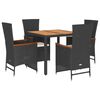 vidaXL 5 Hluta Gar&eth;bor&eth;stofusett me&eth; Sessum Svart P&oacute;l&yacute;rattan