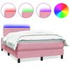 vidaXL H&oacute;lfa&eth; Springr&uacute;m me&eth; D&yacute;nu og LED Bleik 120x220 cm Flauel