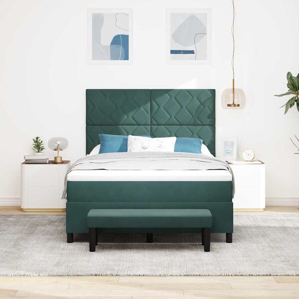 vidaXL Kassi vorinn r&uacute;m me&eth; d&yacute;nu D&ouml;kkgr&aelig;n 140 x 190 cm Flauel