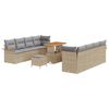 vidaXL Gar&eth;s&oacute;fa sett me&eth; p&uacute;&eth;i 11 pcs Drapplita&eth;ur p&oacute;l&yacute;rattan