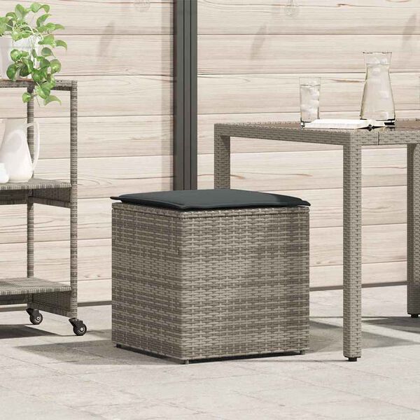 vidaXL Koddabox með geymslu Grár 50 x 50 x 50 cm pólýrattan