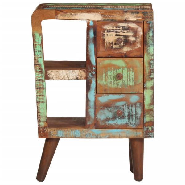 vidaXL Skenkur 55x30x80 cm Gegnheill Endurunninn Vi&eth;ur