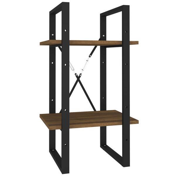 vidaXL Bókaskápur 2 Hillur Brúnn Eikarlitur 40x30x70cm Samsettur Viður